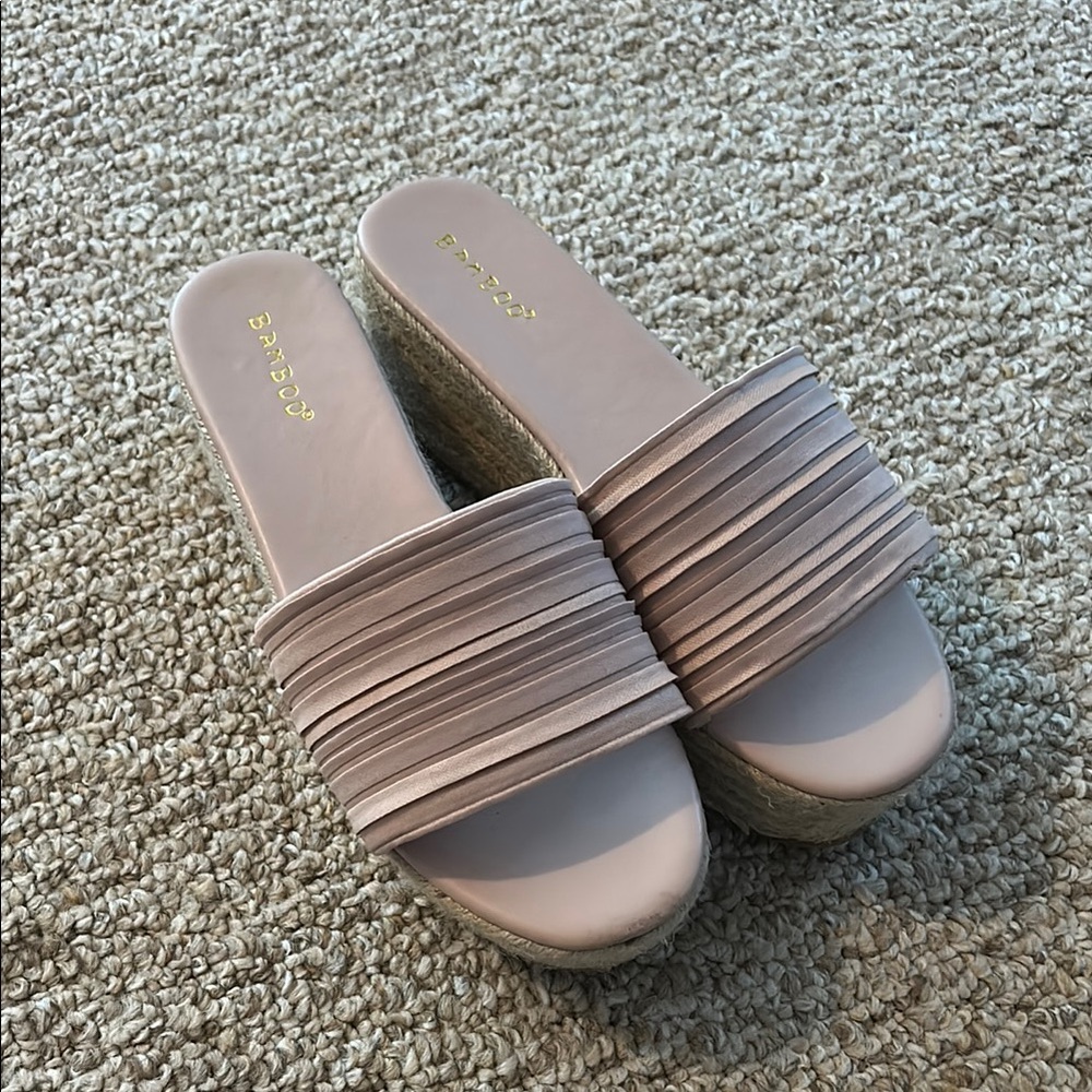 BAMBOO Women's Cream Espadrille Slides